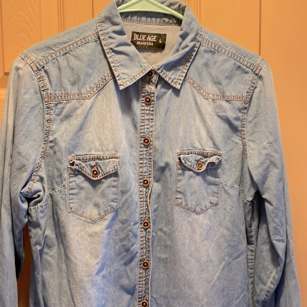 Denim button down Large